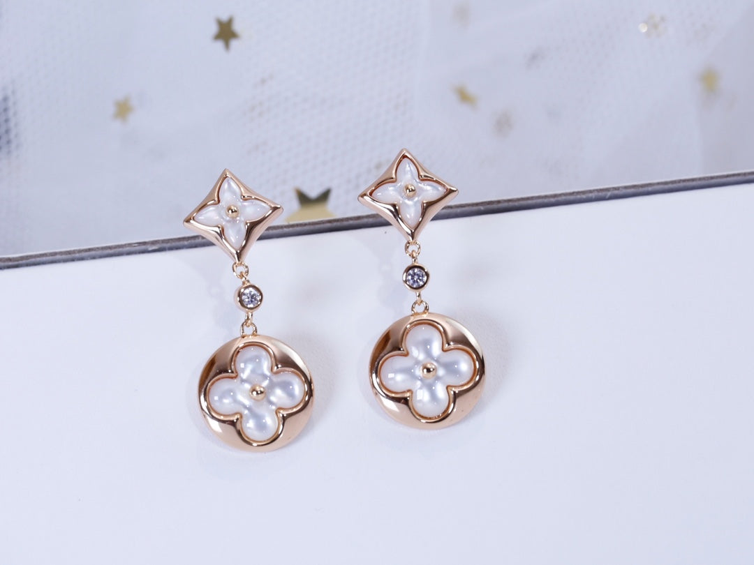 [Pearl Jewelrys]STAR AND SUN PINK GOLD MOP DROP EARRINGS