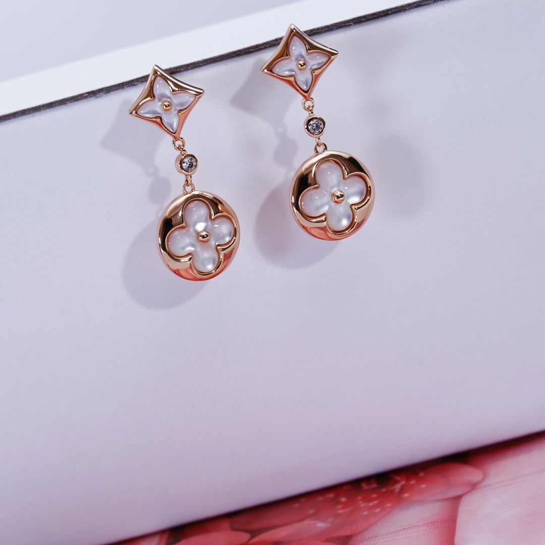 [Pearl Jewelrys]STAR AND SUN PINK GOLD MOP DROP EARRINGS