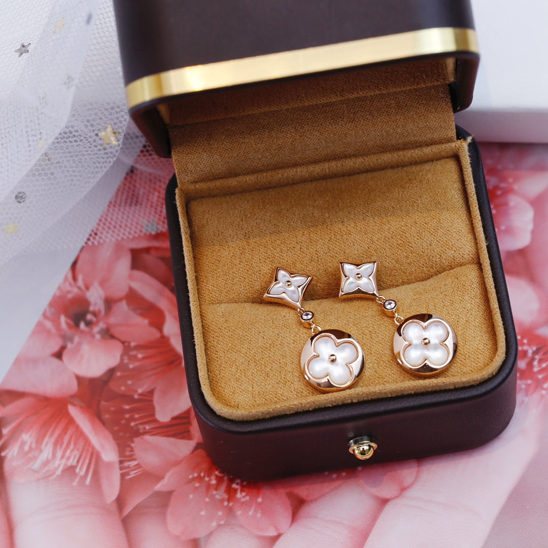 [Pearl Jewelrys]STAR AND SUN PINK GOLD MOP DROP EARRINGS