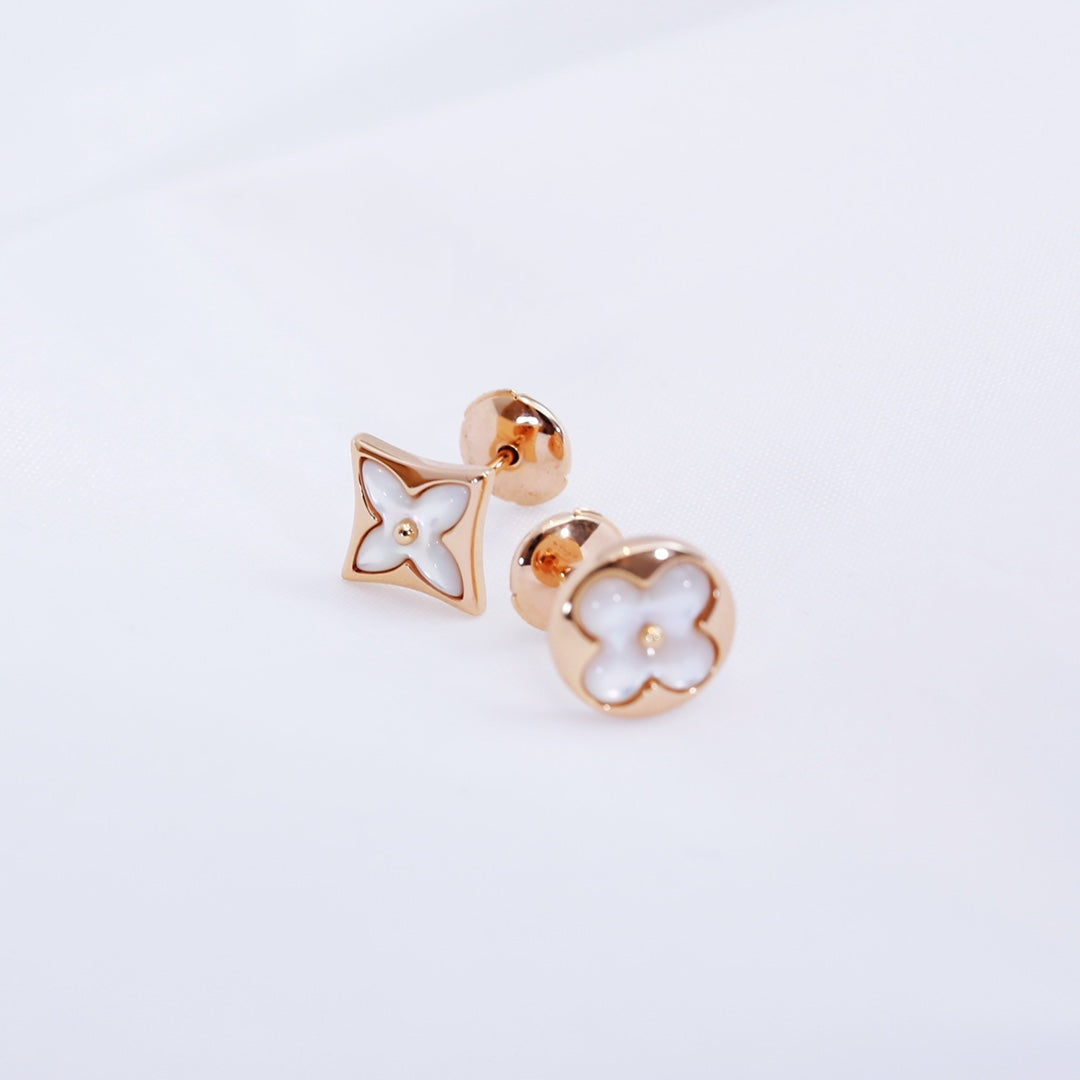 [Pearl Jewelrys]STAR AND SUN PINK GOLD MOP STUD EARRINGS