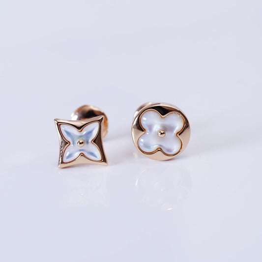 [Pearl Jewelrys]STAR AND SUN PINK GOLD MOP STUD EARRINGS