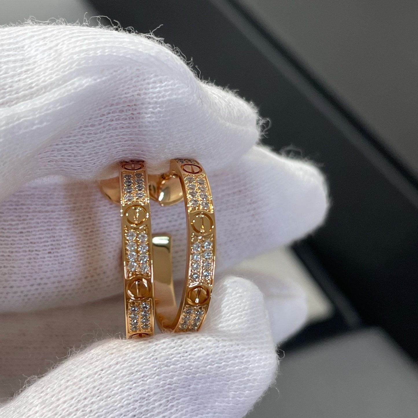 [Pearl Jewelrys]LOVE DIAMOND PINK GOLD HOOP EARRINGS