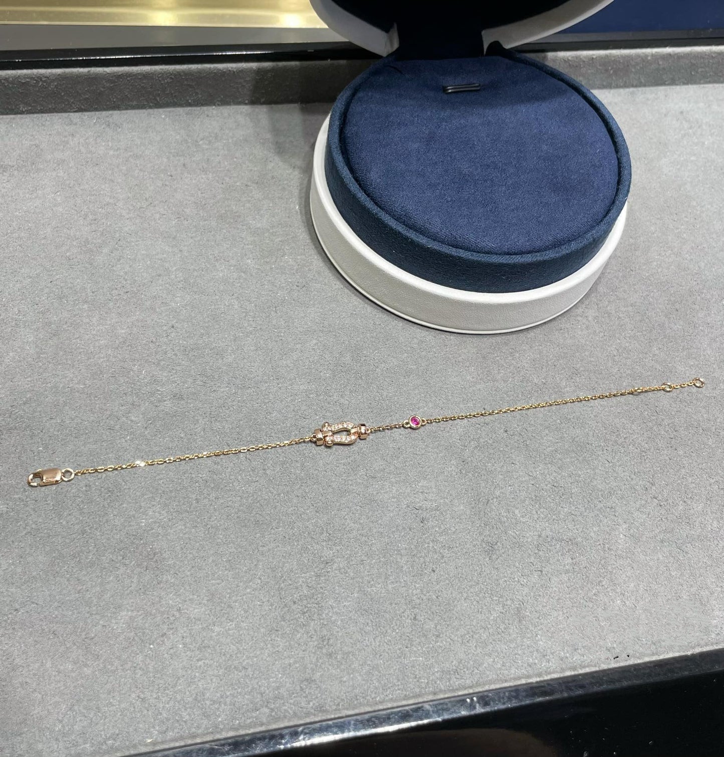 [Pearl Jewelrys]FORCE 10 DIAMOND CHAIN LINK PINK GOLD BRACELET