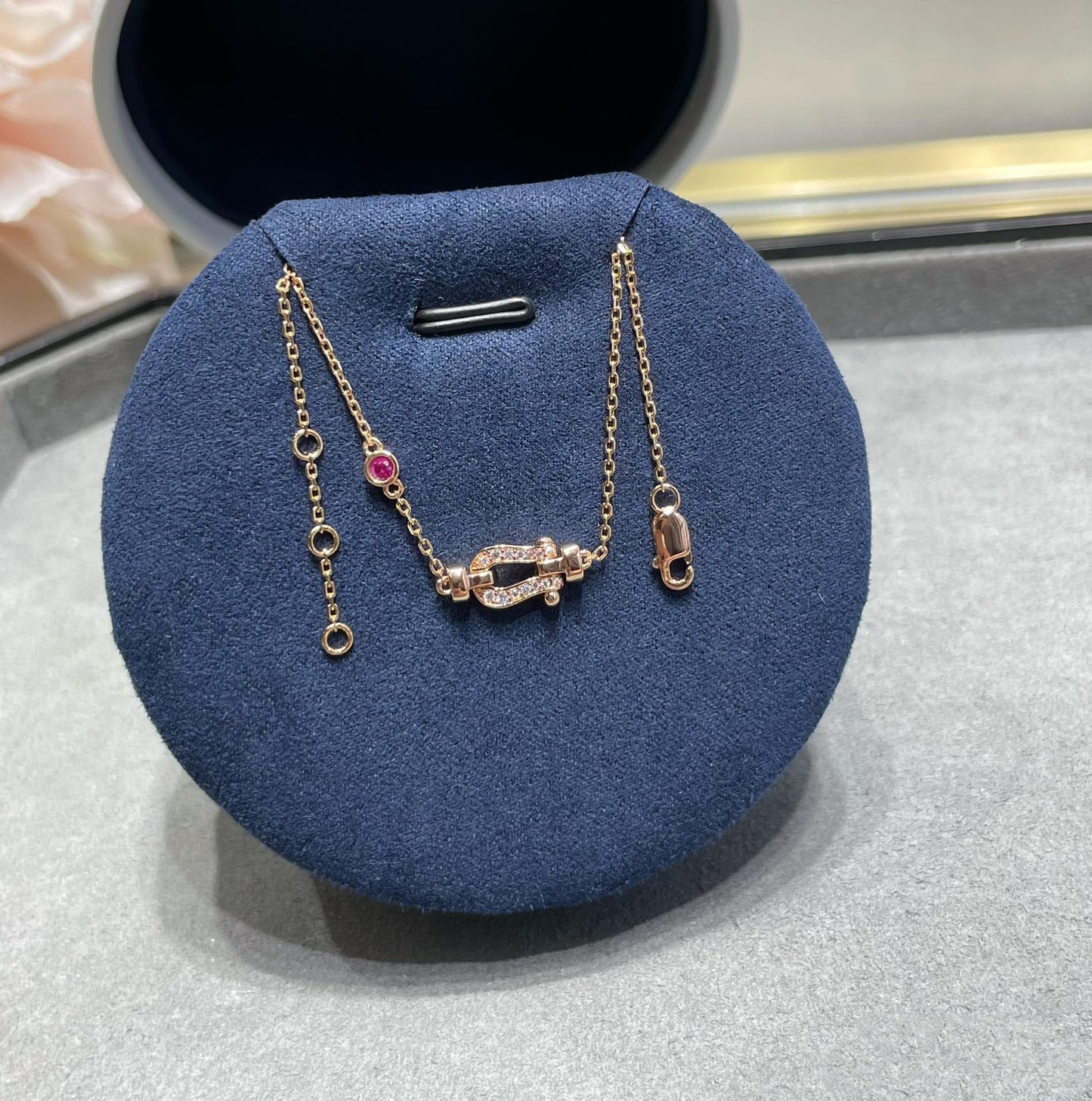 [Pearl Jewelrys]FORCE 10 DIAMOND CHAIN LINK PINK GOLD BRACELET