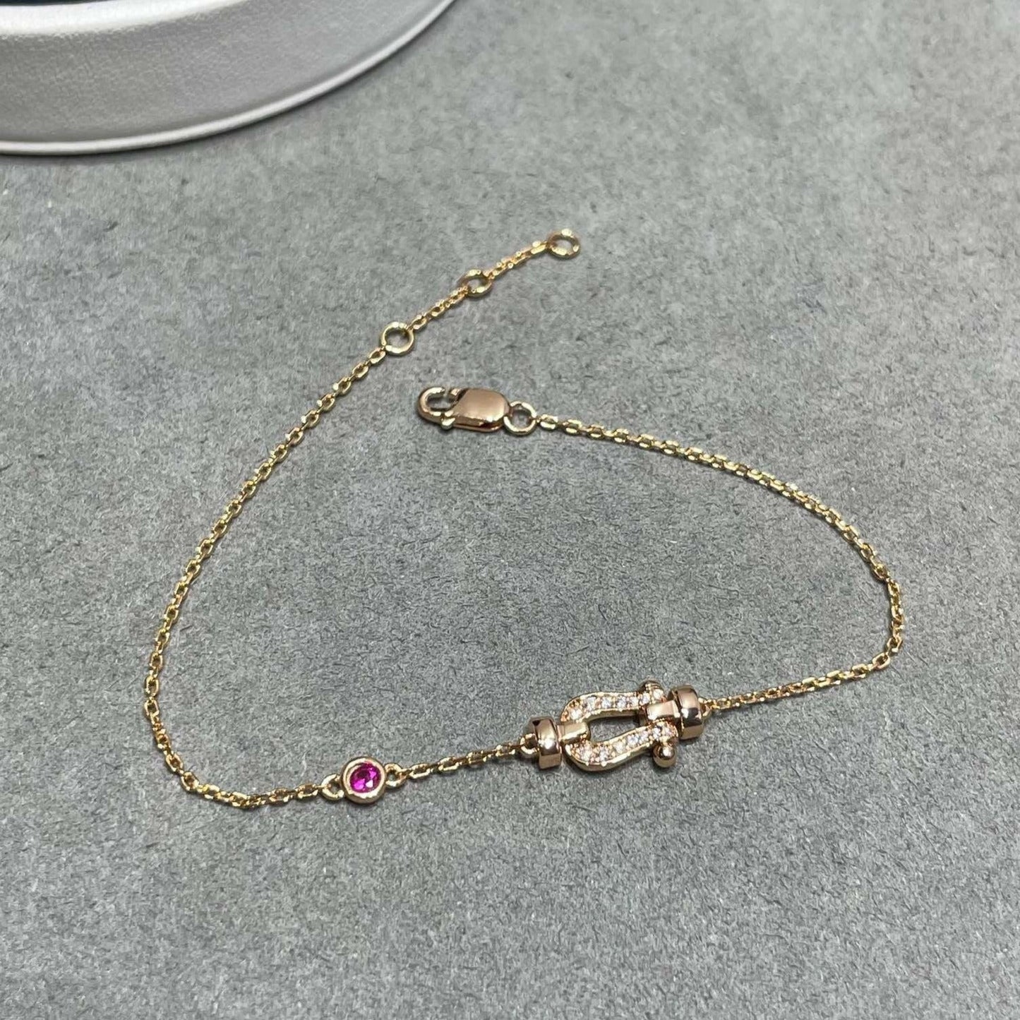 [Pearl Jewelrys]FORCE 10 DIAMOND CHAIN LINK PINK GOLD BRACELET
