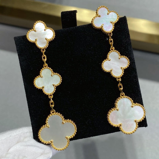 [Pearl Jewelrys]CLOVER MOP 3 MOTIFS GOLD EARRINGS