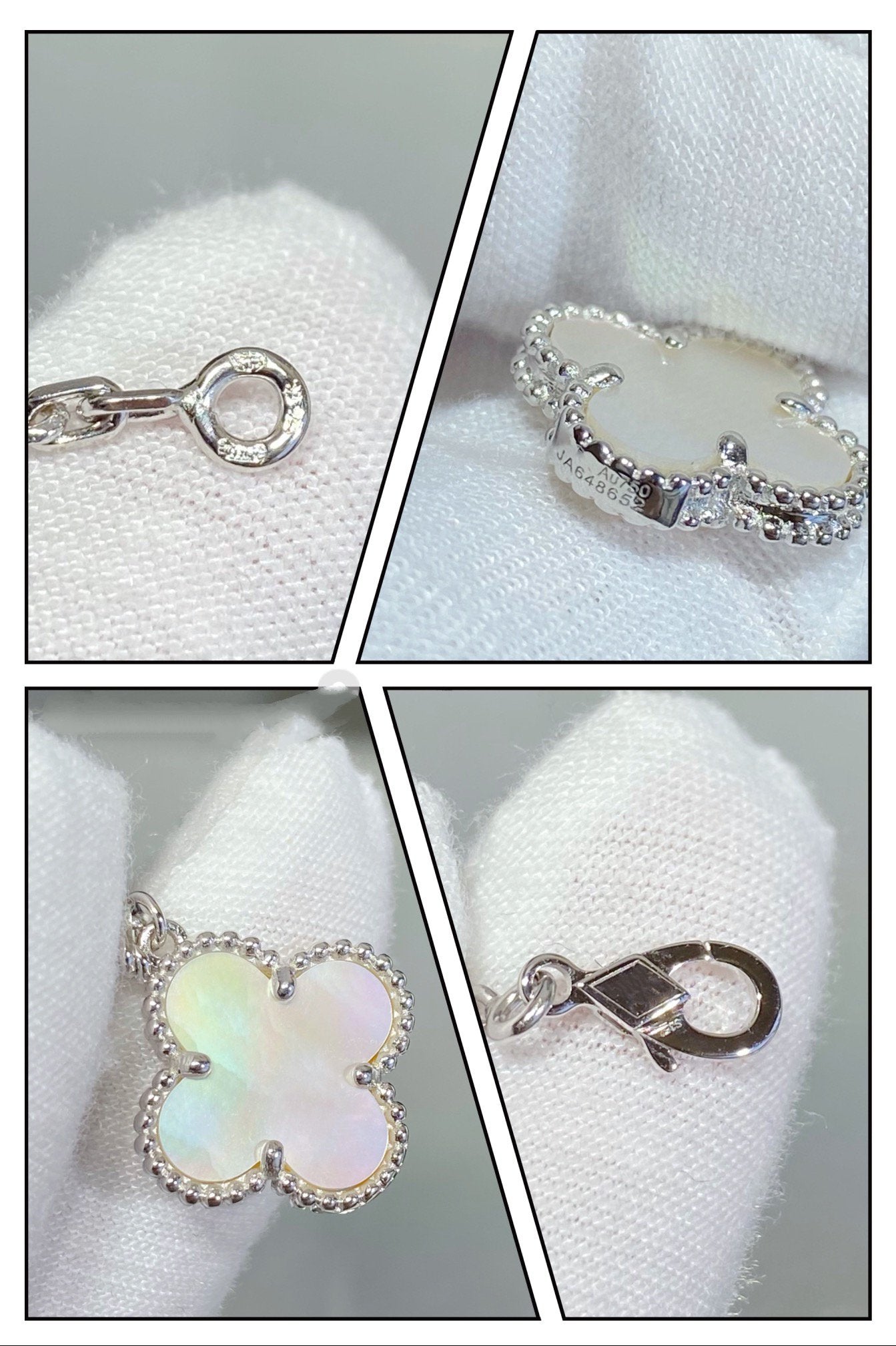 [Pearl Jewelrys]CLOVER 5 MOTIF WHITE MOP SILVER BRACELET