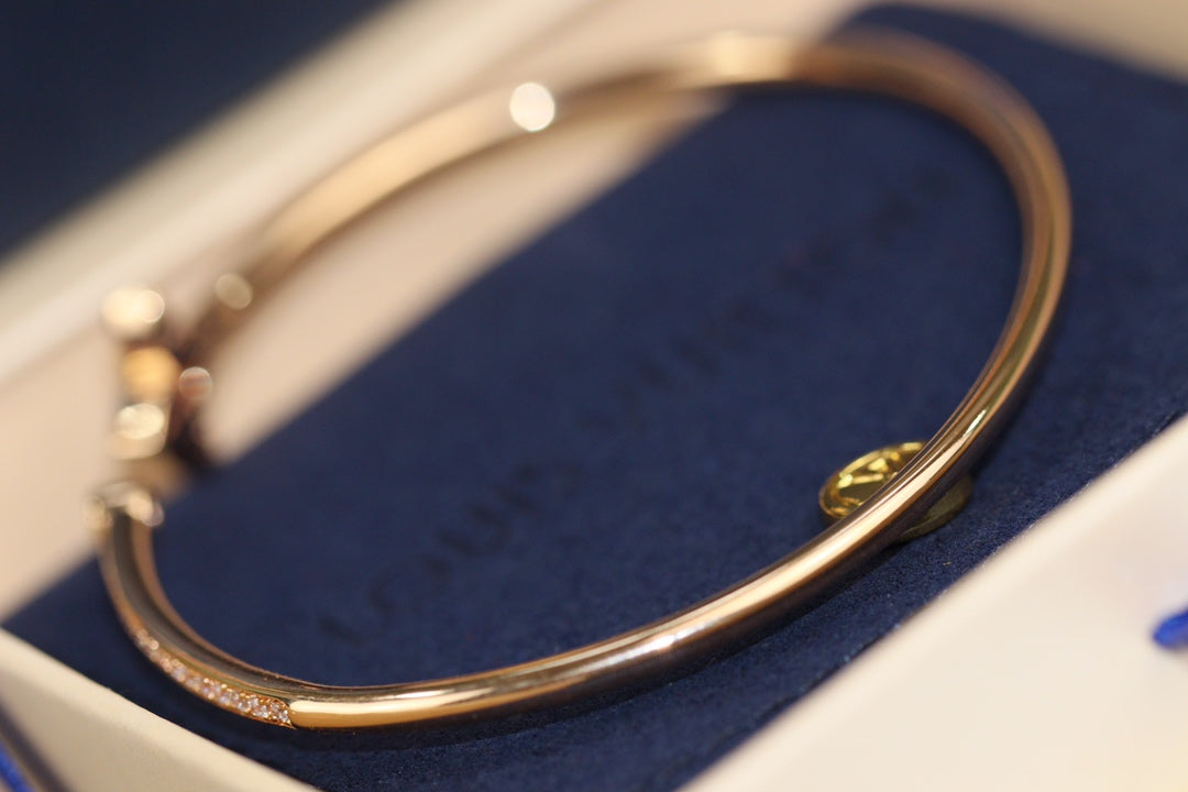 [Pearl Jewelrys]IDYLLE PINK GOLD OPEN BRACELET DIAMOND PAVED