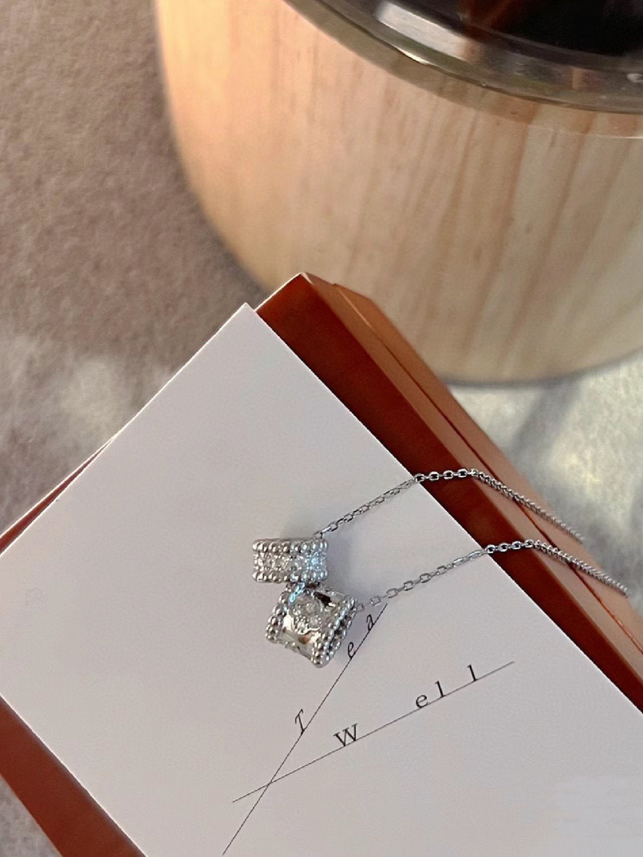 [Pearl Jewelrys]PERLEE DOUBLE PENDANT SILVER DIAMOND NECKLACE