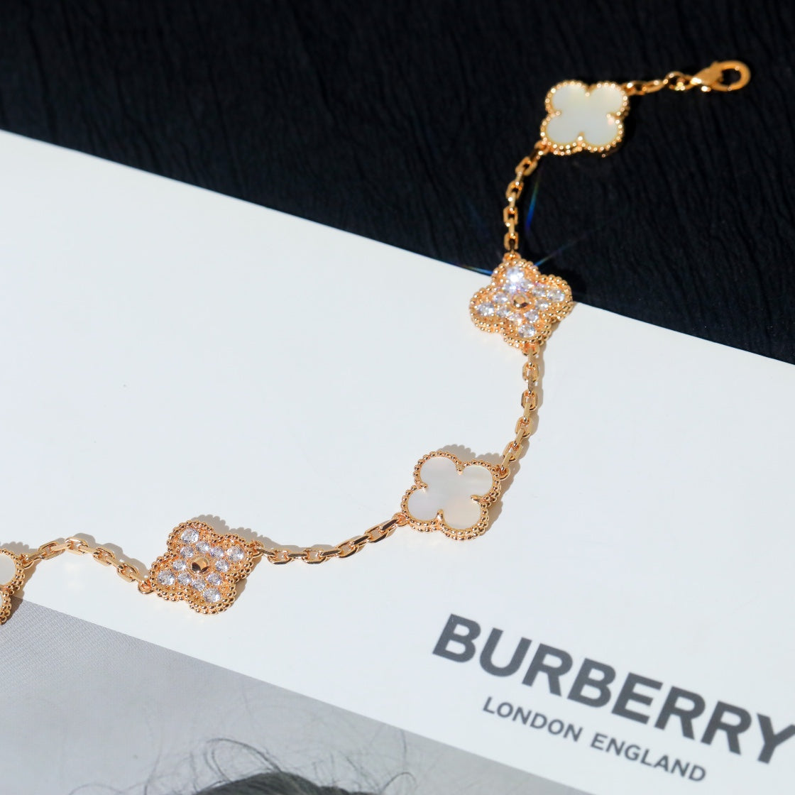 [Pearl Jewelrys]CLOVER BRACELET 5 MOTIF WHITE MOP DIAMOND