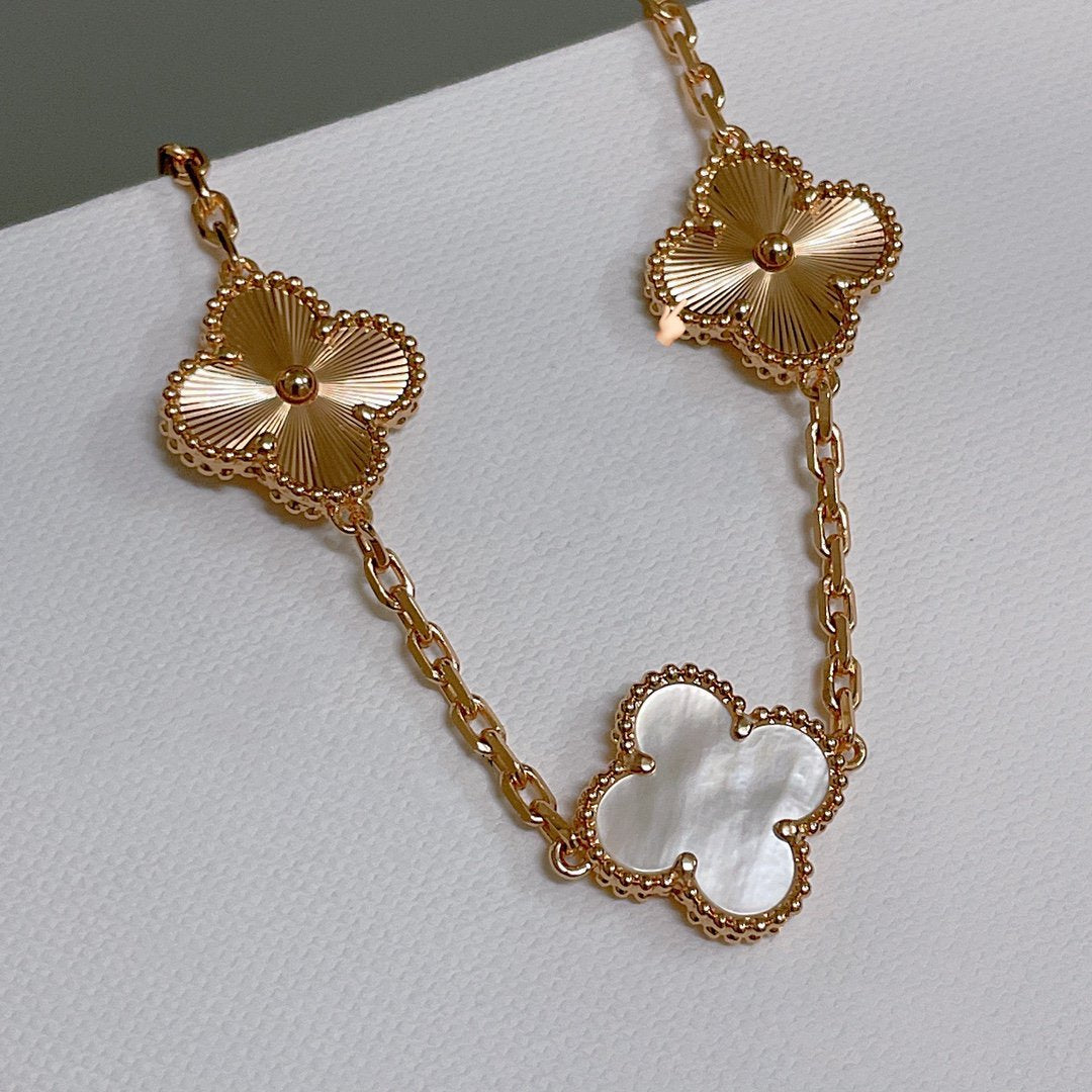 [Pearl Jewelrys]CLOVER BRACELET 5 MOTIF WHITE MOP PINK GOLD