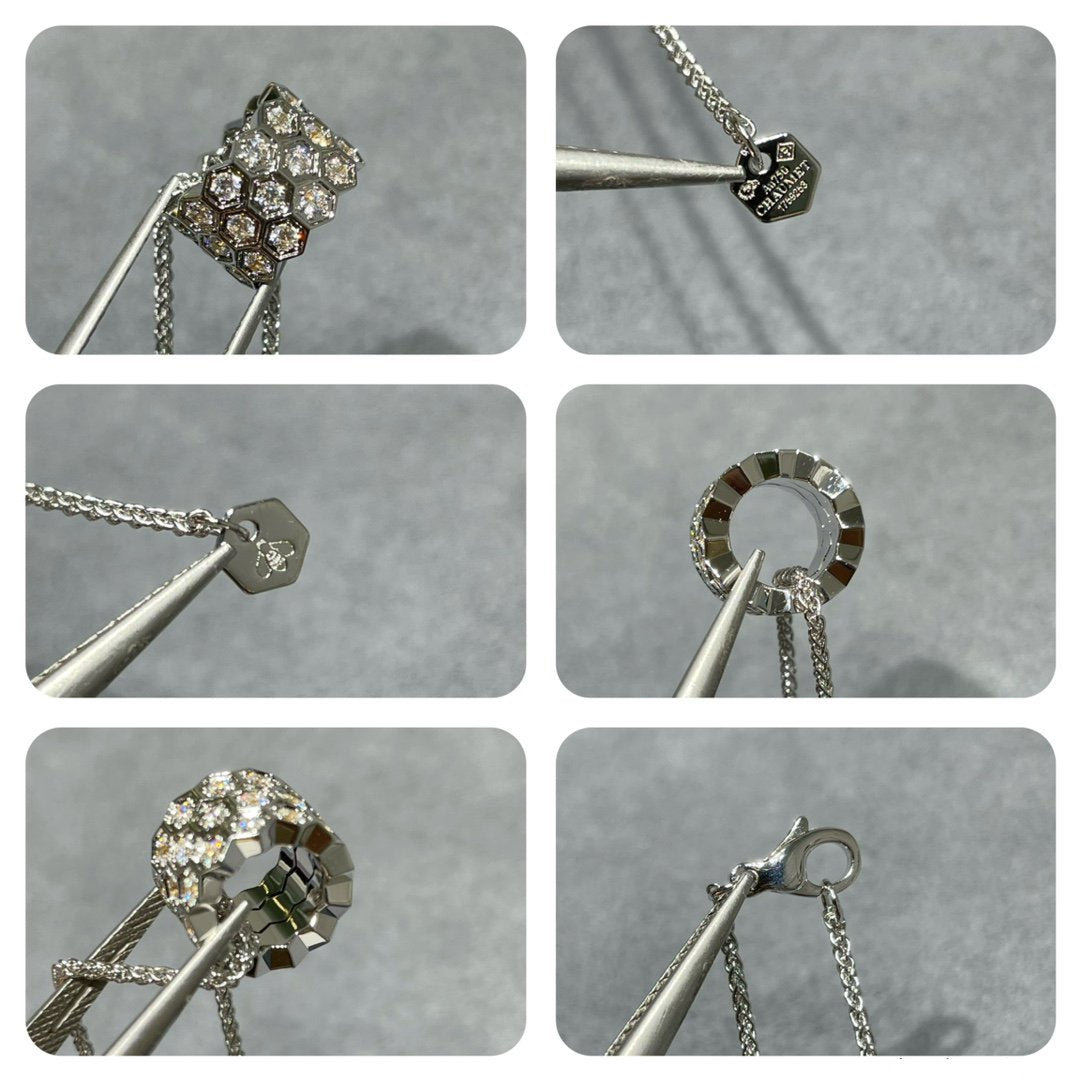 [Pearl Jewelrys]BEE LOVE DIAMOND PAVED 3 ROW NECKLACE