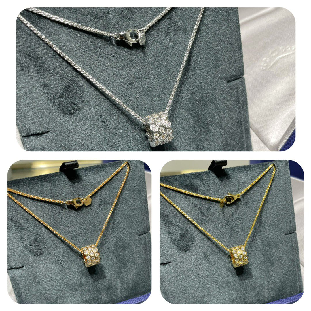 [Pearl Jewelrys]BEE LOVE DIAMOND PAVED 3 ROW NECKLACE