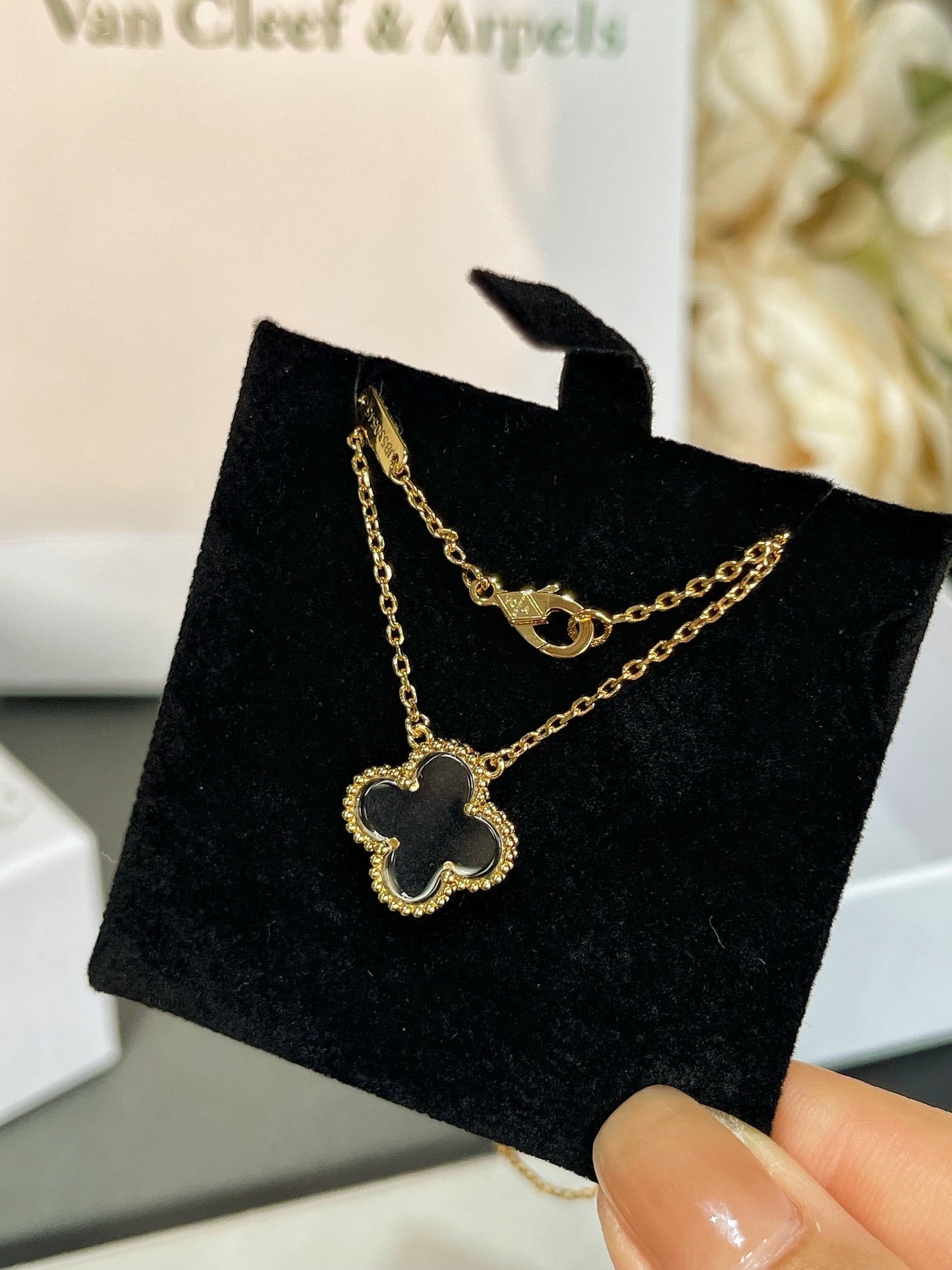 [Pearl Jewelrys]CLOVER ROCK CRYSTAL ROSE GOLD NECKLACE