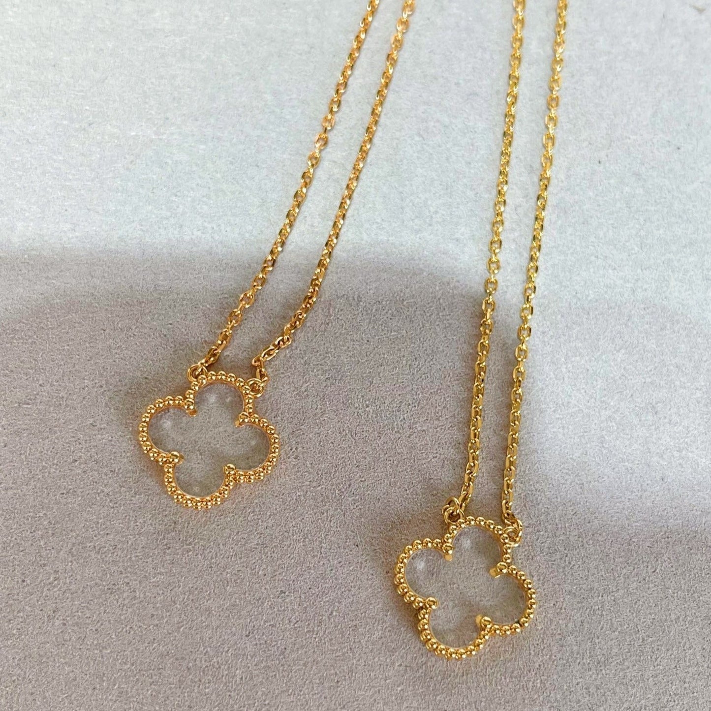 [Pearl Jewelrys]CLOVER ROCK CRYSTAL ROSE GOLD NECKLACE