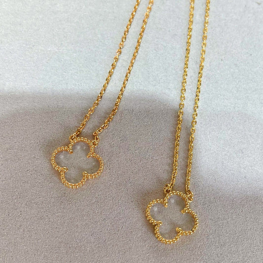 [Pearl Jewelrys]CLOVER ROCK CRYSTAL ROSE GOLD NECKLACE