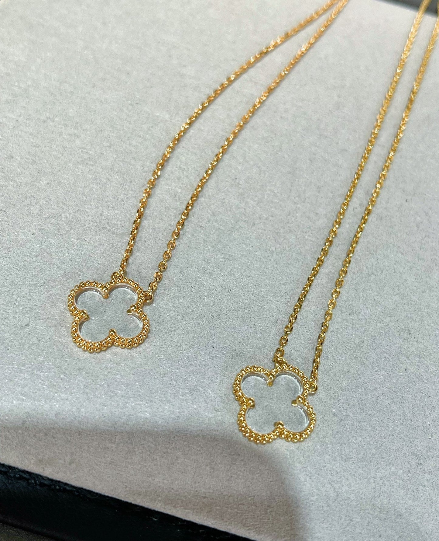 [Pearl Jewelrys]CLOVER ROCK CRYSTAL ROSE GOLD NECKLACE