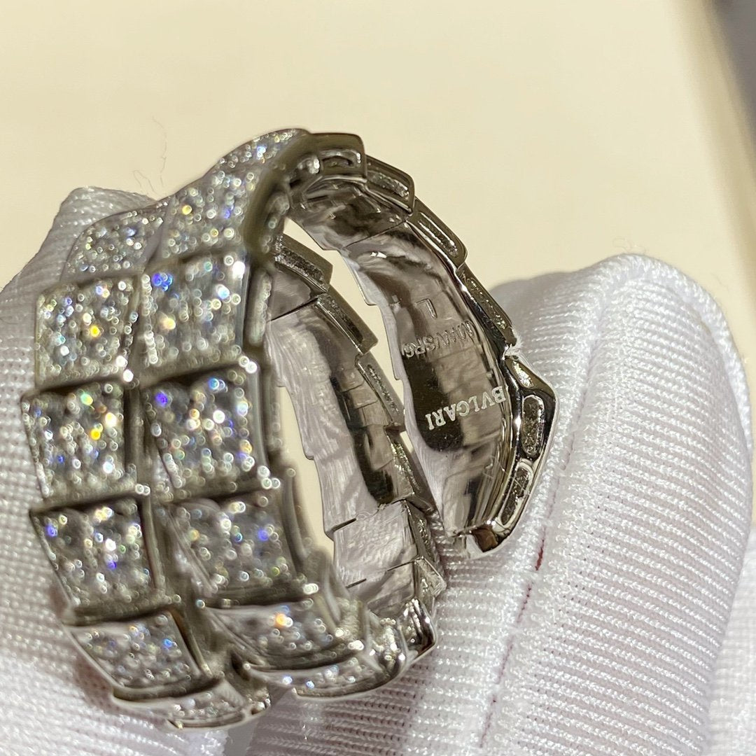 [Pearl Jewelrys]SERPENTI DOUBLE RING SILVER DIAMOND PAVED