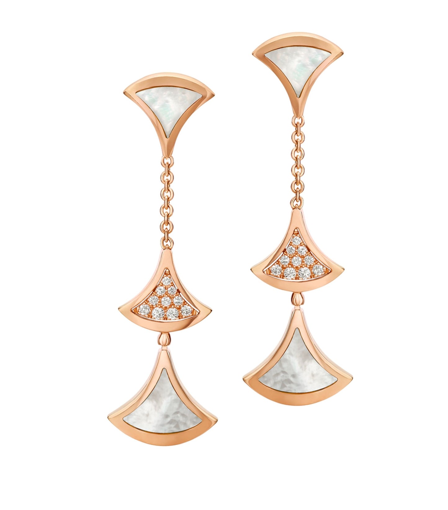 [Pearl Jewelrys]DREAM EARRINGS 3 MOTIFS DIAMOND MOP PINK GOLD