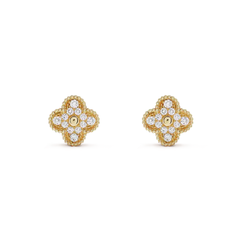 [Pearl Jewelrys]CLOVER MEDIUM 1 MOTIFS FUll DIAMOND EARRINGS