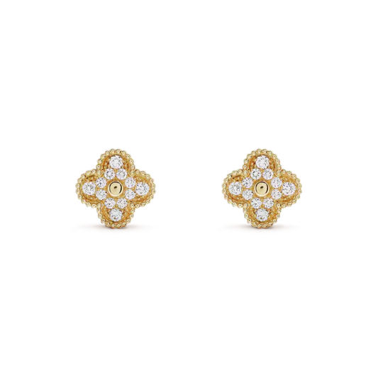 [Pearl Jewelrys]CLOVER MEDIUM 1 MOTIFS FUll DIAMOND EARRINGS