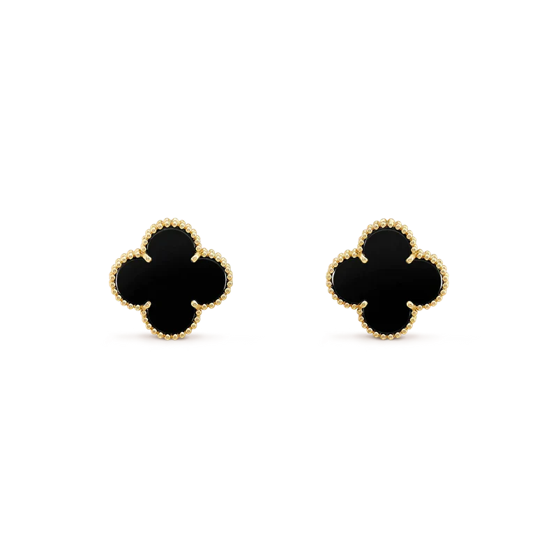 [Pearl Jewelrys]CLOVER MEDIUM 1 MOTIFS  ONYX STUD EARRINGS