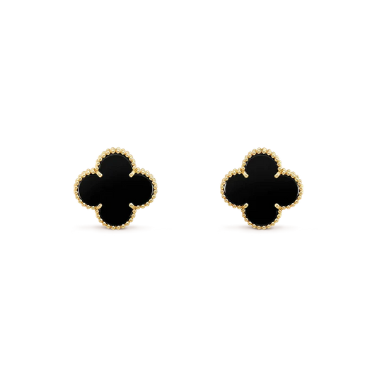 [Pearl Jewelrys]CLOVER MEDIUM 1 MOTIFS  ONYX STUD EARRINGS