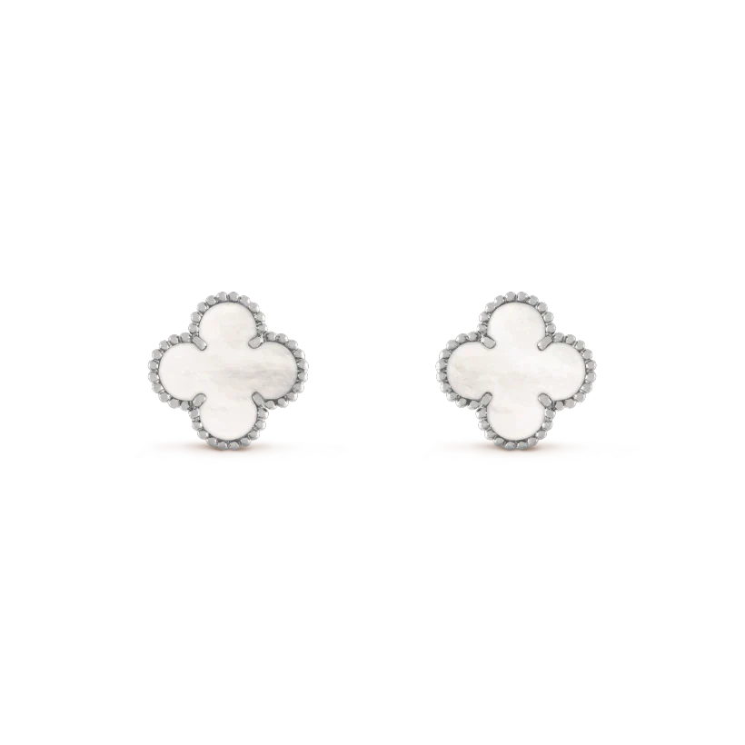 [Pearl Jewelrys]CLOVER MEDIUM 1 MOTIFS  WHITE MOP EARRINGS SILVER