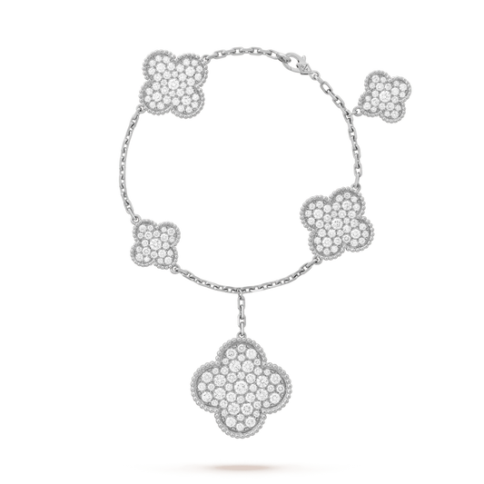 [Pearl Jewelrys]CLOVER 6 MOTIFS SILVER DIAMOND BRACELET