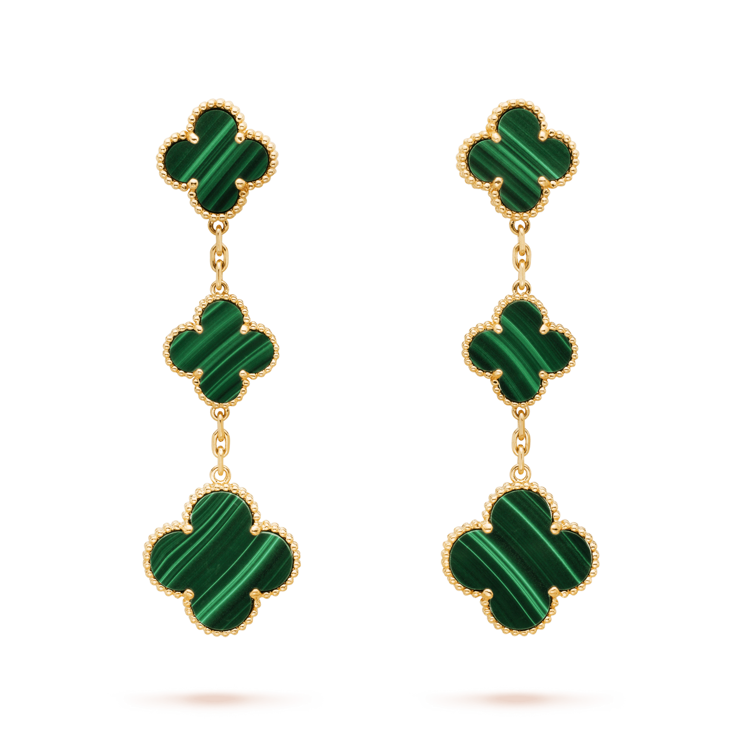 [Pearl Jewelrys]CLOVER MALACHITE 3 MOTIFS GOLD