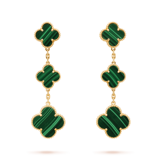 [Pearl Jewelrys]CLOVER MALACHITE 3 MOTIFS GOLD