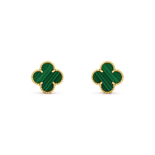 [Pearl Jewelrys]CLOVER MEDIUM 1 MOTIFS MALACHITE  EARRINGS