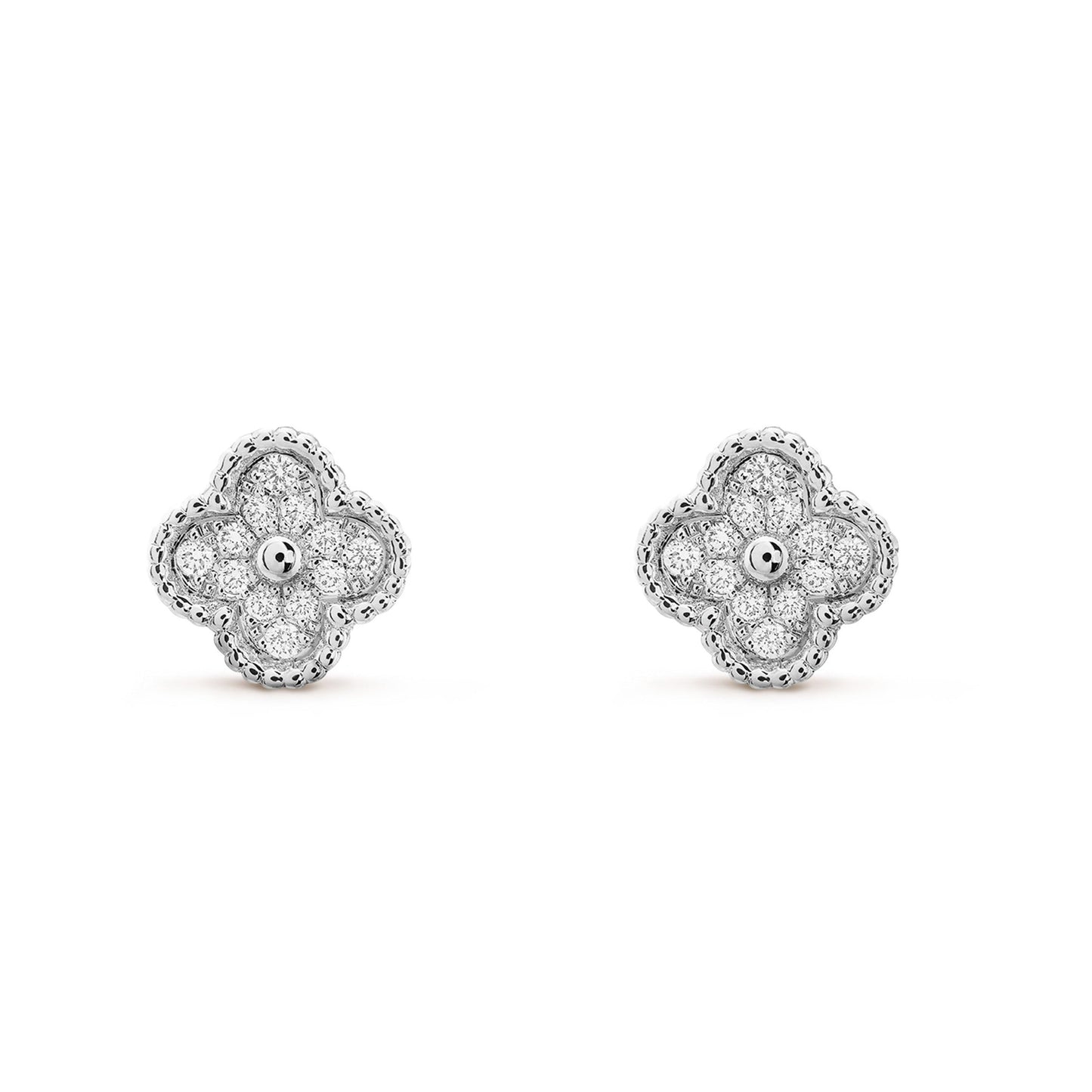 [Pearl Jewelrys]CLOVER MINI DIAMOND STUD EARRINGS
