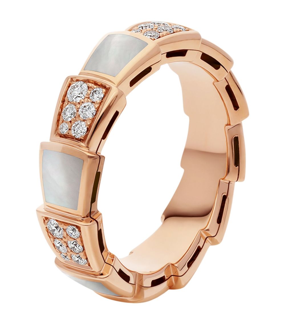 [Pearl Jewelrys]SERPENTI RING PINK GOLD MOP DIAMOND PAVED 4MM