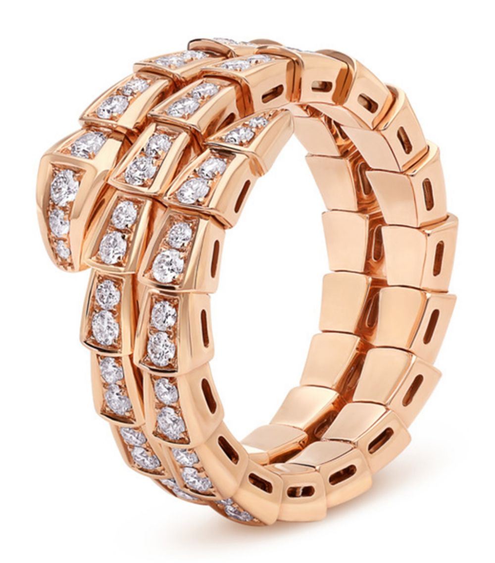 [Pearl Jewelrys]SERPENTI RING PINK GOLD DIAMOND DOUBLE ROW
