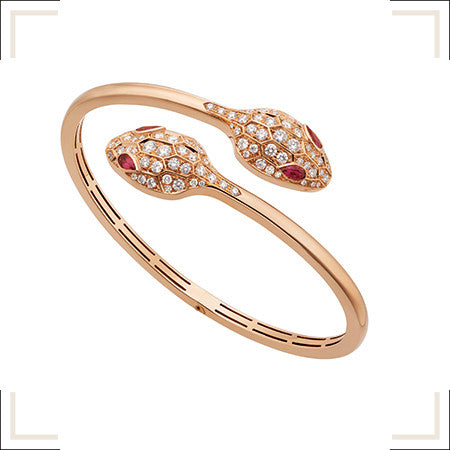 [Pearl Jewelrys]SERPENTI BRACELET PINK GOLD DIAMOND DOUBLE SNAKE