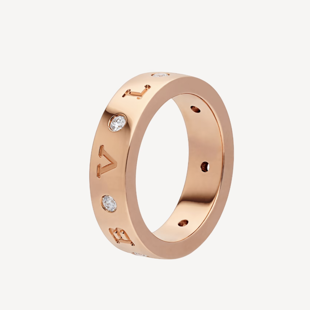 [Pearl Jewelrys]ZERO 1 ESSENTIAL PINK GOLD BAND WITH DIAMONDS RING