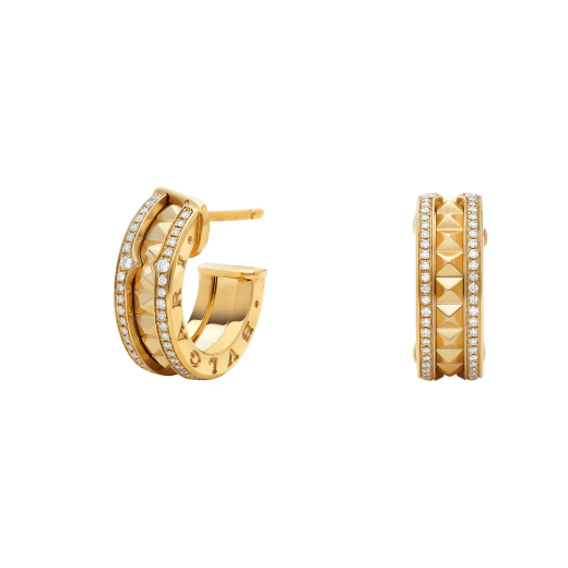 [Pearl Jewelrys]ZERO 1 ROCK GOLD EARRINGS WITH STUDDED SPIRAL AND PAVED DIAMONDS
