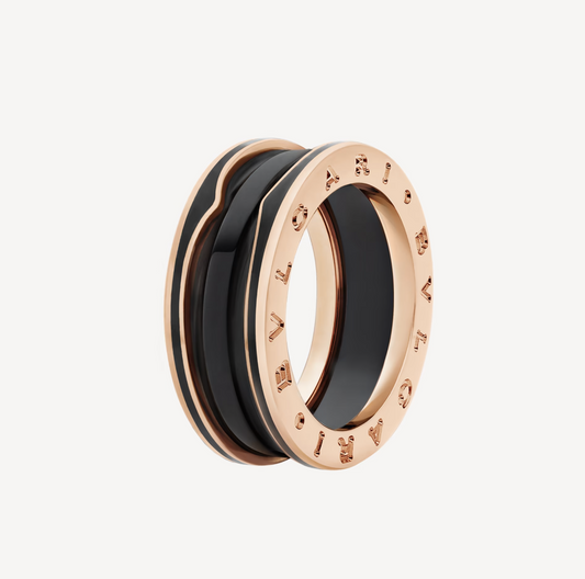 [Pearl Jewelrys]ZERO 1 TWO-BAND WITH MATTE BLACK CERAMIC PINK GOLD RING