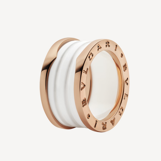 [Pearl Jewelrys]ZERO 1 FOUR-BAND LOOPS AND WHITE CERAMIC SPIRAL PINK GOLD RING