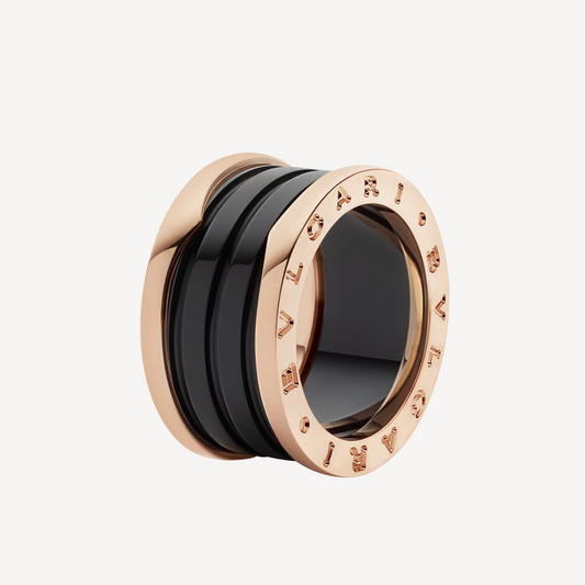 [Pearl Jewelrys]ZERO 1 FOUR-BAND LOOPS AND BLACK CERAMIC SPIRAL PINK GOLD RING