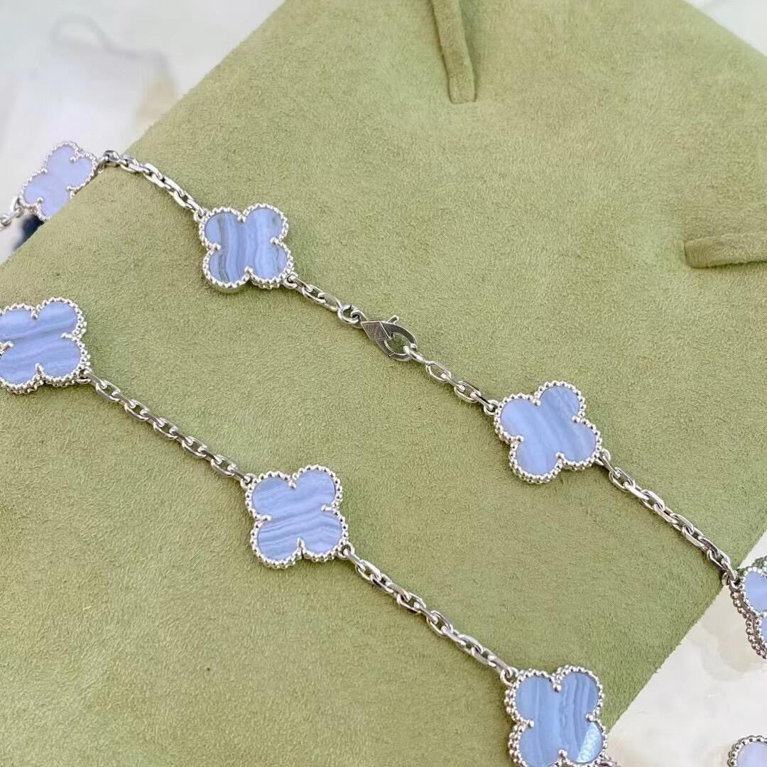 [Pearl Jewelrys]CLOVER 10 MOTIFS PURPLE CHALCEDONY NECKLACE