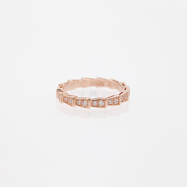 [Pearl Jewelrys]SERPENTI RING PINK GOLD DIAMOND PAVED 3MM