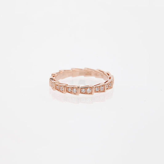 [Pearl Jewelrys]SERPENTI RING PINK GOLD DIAMOND PAVED 3MM