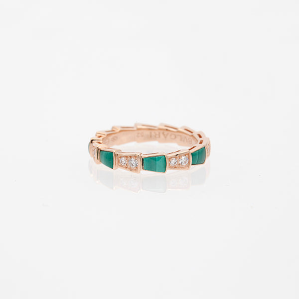 [Pearl Jewelrys]SERPENTI RING PINK GOLD MALACHITE DIAMOND 3MM
