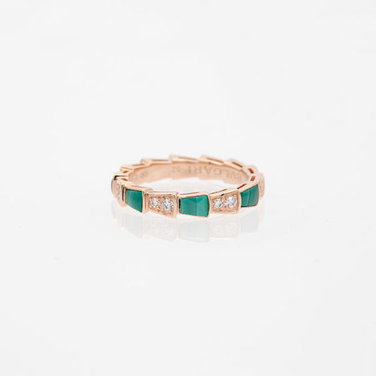 [Pearl Jewelrys]SERPENTI RING PINK GOLD MALACHITE DIAMOND 3MM