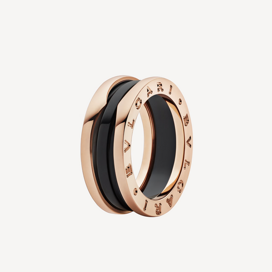 [Pearl Jewelrys]ZERO 1 TWO-BAND LOOPS AND BLACK CERAMIC PINK GOLD RING