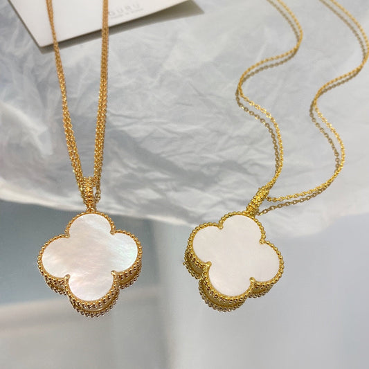 [Pearl Jewelrys]CLOVER 25MM MOP LARGE PENDANT NECKLACE