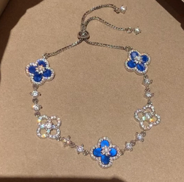 [Pearl Jewelrys]CLOVER 5 MOTIF PINK BLUE RED WHITE BRACELET