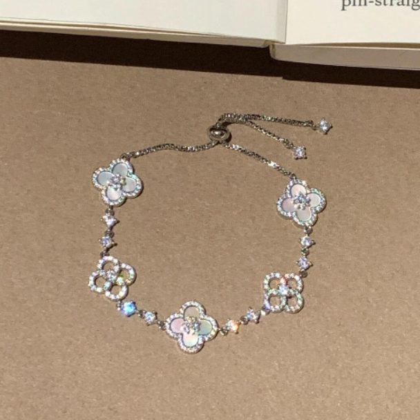 [Pearl Jewelrys]CLOVER 5 MOTIF PINK BLUE RED WHITE BRACELET